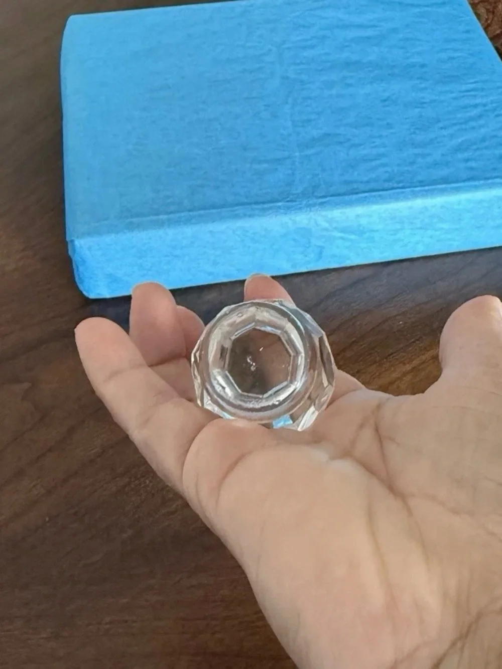 Vtg. Round Prism-Style Lead Crystal Faceted Decanter Stopper Approx 3”x1”